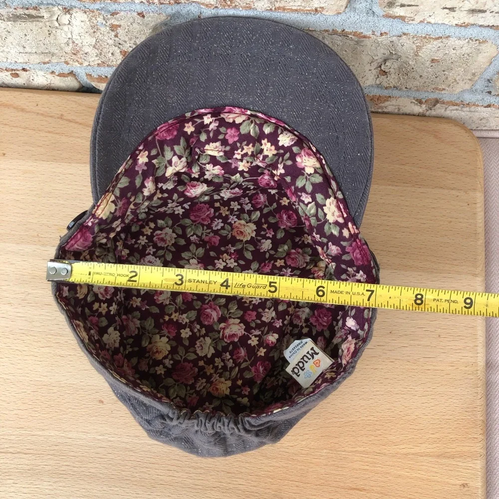 Mudd Vintage Cotton Green/Brown‎ Distressed Patches Floral Print Linen Cap OS